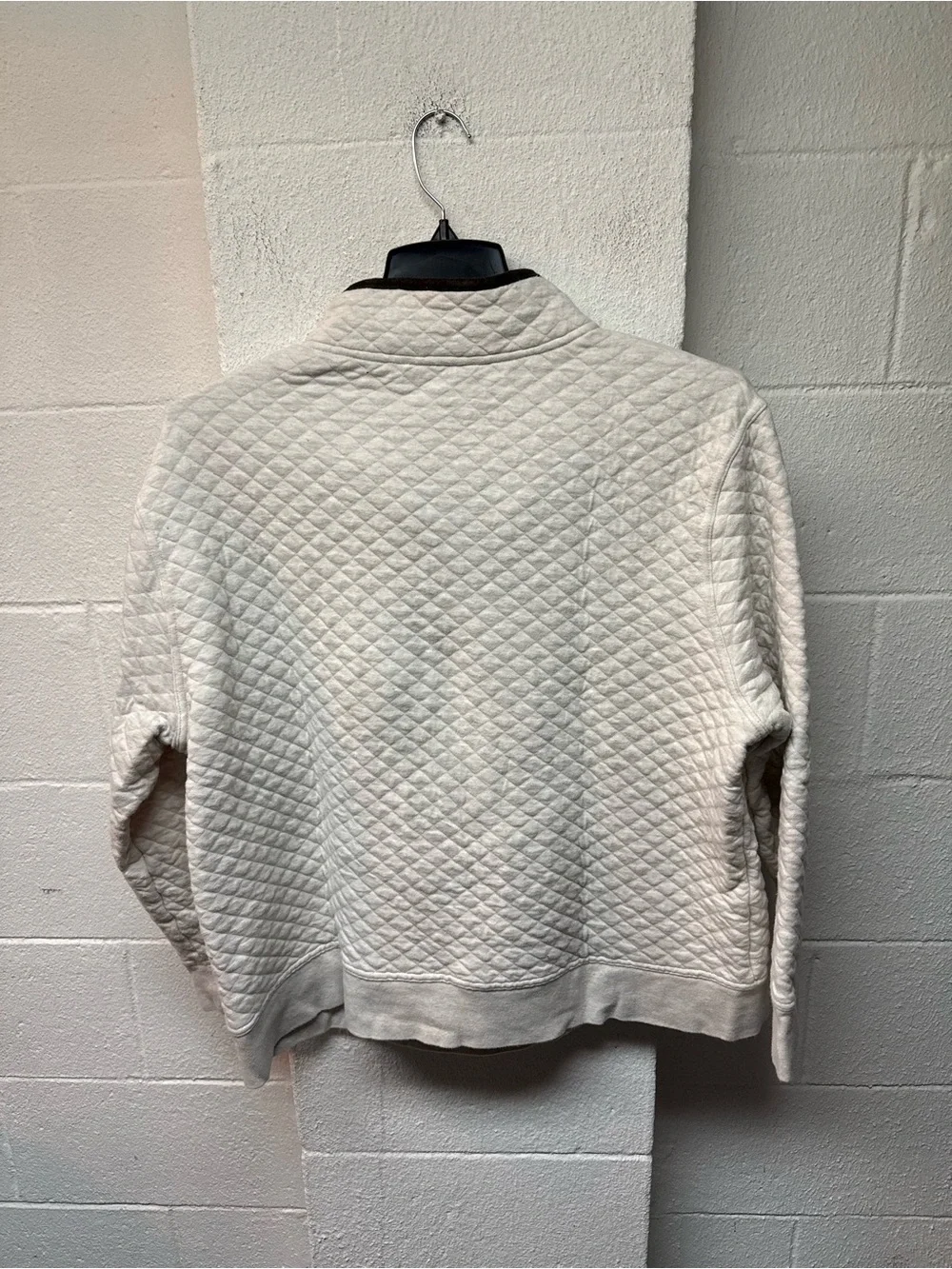 Banana Republic Cream Quilted Pullover with Brown Trim